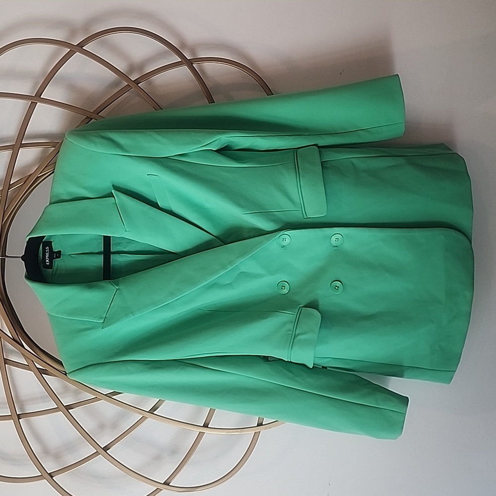 Express bright kelly double breasted blazer